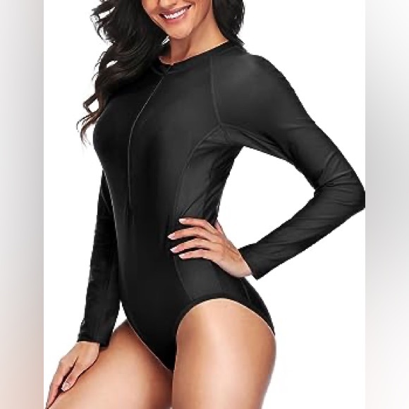 DACI plus size 3X One Piece Long Sleeve Surfing Rash Guard Swimsuit Zipper NWT - Picture 1 of 5